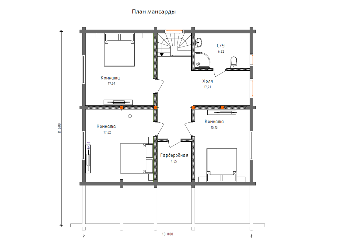 Планировка №2 - Дом из бруса в СНТ «Дорожник» Планировка №2 - Дом из бруса в СНТ «Дорожник»