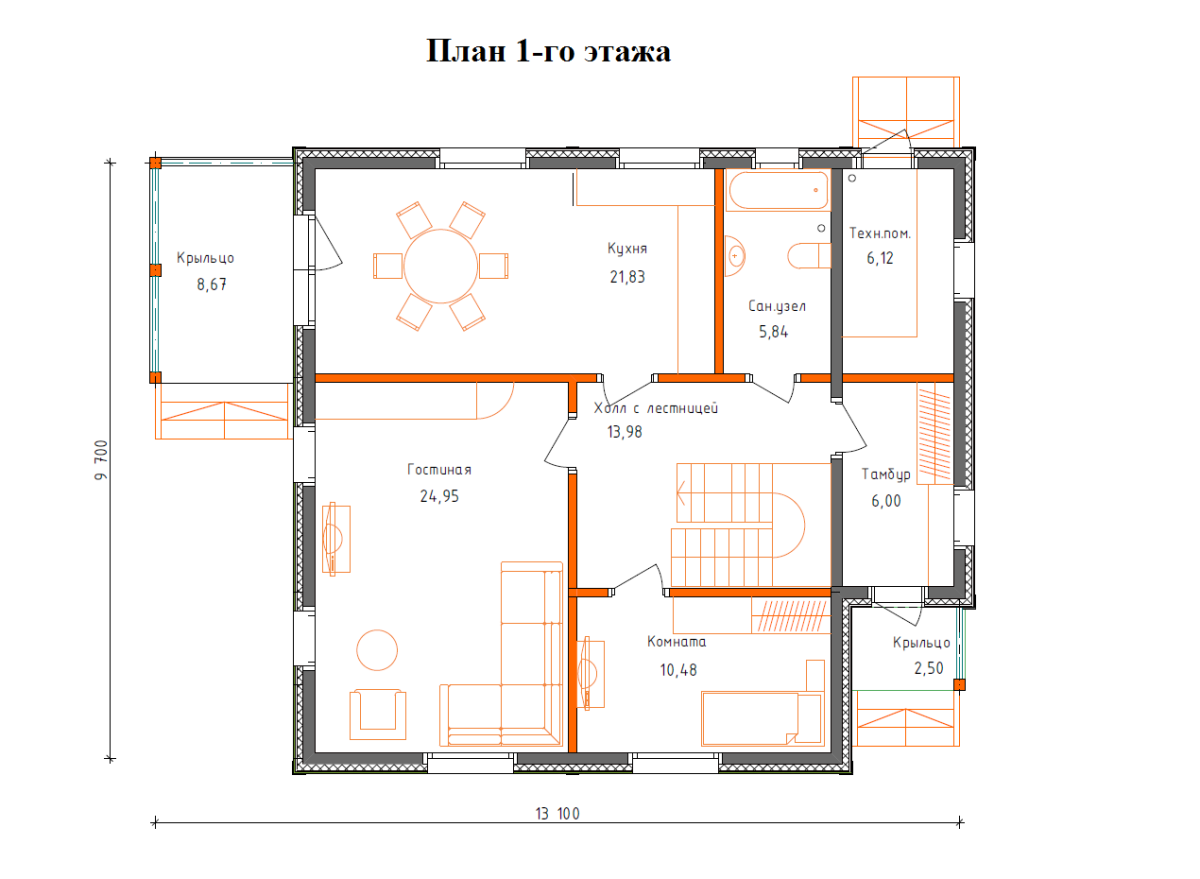 Планировка №1 - Дом их бруса в ДНП «Гранит» Планировка №1 - Дом их бруса в ДНП «Гранит»