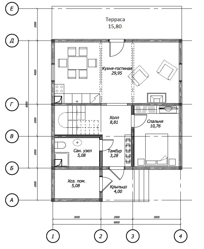 Планировка №1 - Брусовой дом в Пудости Планировка №1 - Брусовой дом в Пудости