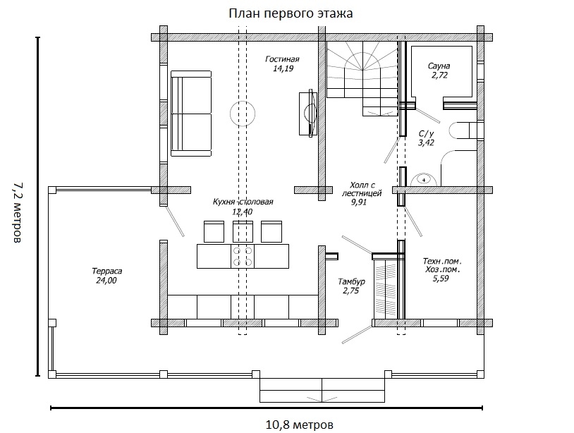 Планировка №1 - БРУСОВОЙ ДОМ ПОД ВСЕВОЛОЖСКОМ Планировка №1 - БРУСОВОЙ ДОМ ПОД ВСЕВОЛОЖСКОМ
