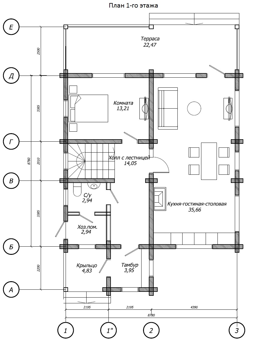 Планировка №1 - Дом из бруса в СНТ «Крутая гора» Планировка №1 - Дом из бруса в СНТ «Крутая гора»
