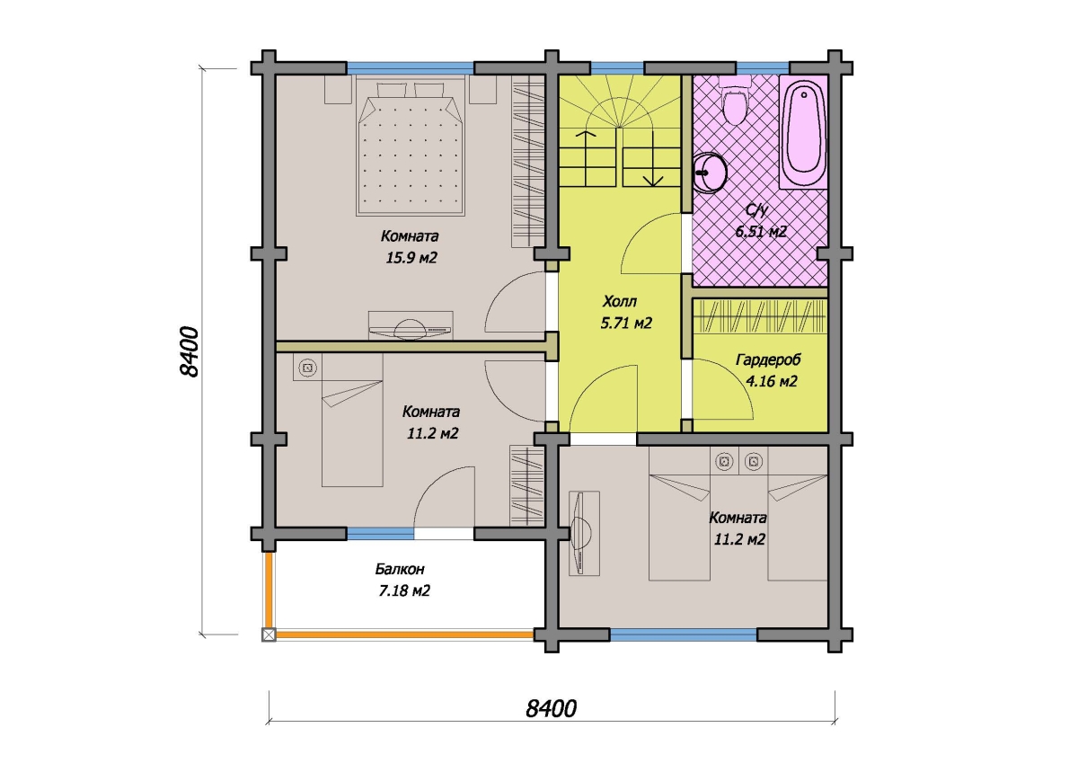 Планировка №2 - Дом из бруса 8х10 ДБ-116Б Планировка №2 - Дом из бруса 8х10 ДБ-116Б