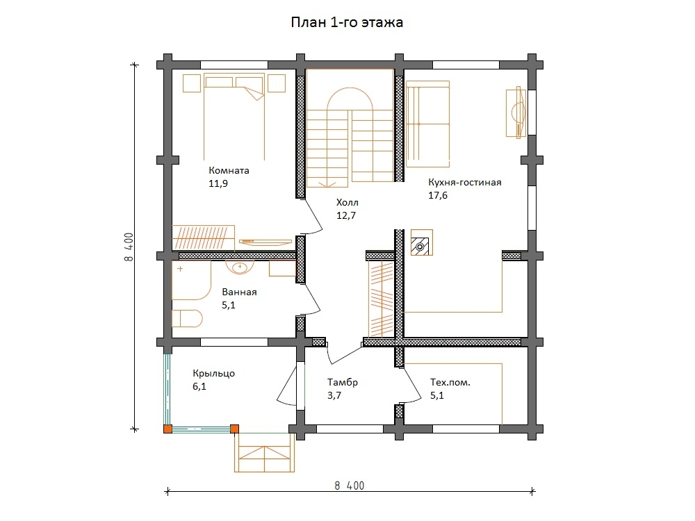 Планировка №1 - БРУСОВОЙ ДОМ В ПОСЕЛКЕ ОЛЬШАНИКИ Планировка №1 - БРУСОВОЙ ДОМ В ПОСЕЛКЕ ОЛЬШАНИКИ