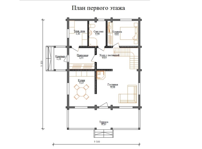 Планировка - Дом из бруса в Коккорево