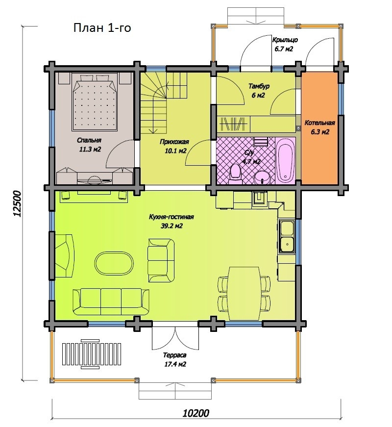 Планировка №1 - Дом из бруса в деревне Песочная Планировка №1 - Дом из бруса в деревне Песочная