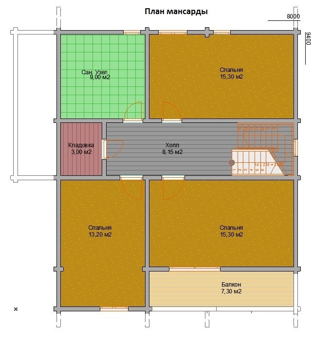 Планировка №2 - Брусовой дом в КП «Три Берега» Планировка №2 - Брусовой дом в КП «Три Берега»
