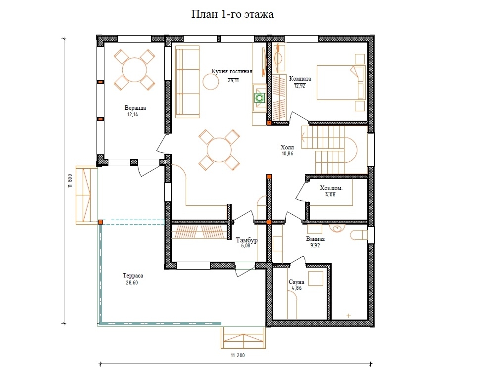 Планировка №1 - Каркасный дом в Рахье Планировка №1 - Каркасный дом в Рахье