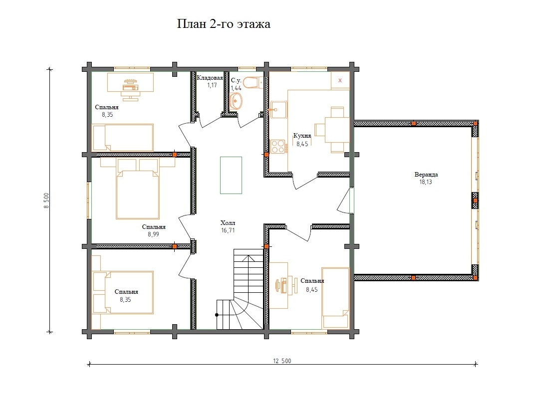 Планировка №2 - Дом из бруса в Вырице Планировка №2 - Дом из бруса в Вырице