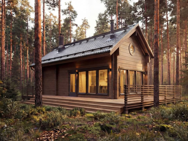 Одноэтажный дом из клееного бруса ДБ-1 Одноэтажный дом из клееного бруса ДБ-1