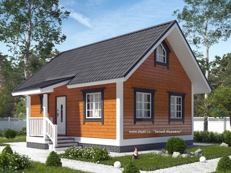 Дом из бруса 6х8 с террасой ДБ-45 Дом из бруса 6х8 с террасой ДБ-45