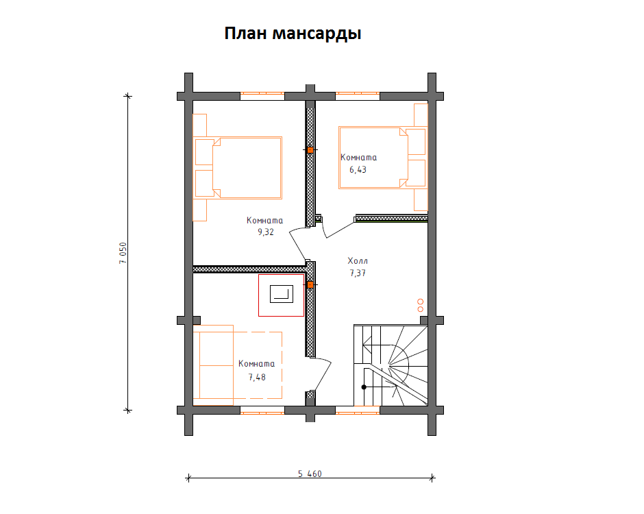 Планировка №2 - Дом из бруса 6х7 ДБ-26М Планировка №2 - Дом из бруса 6х7 ДБ-26М