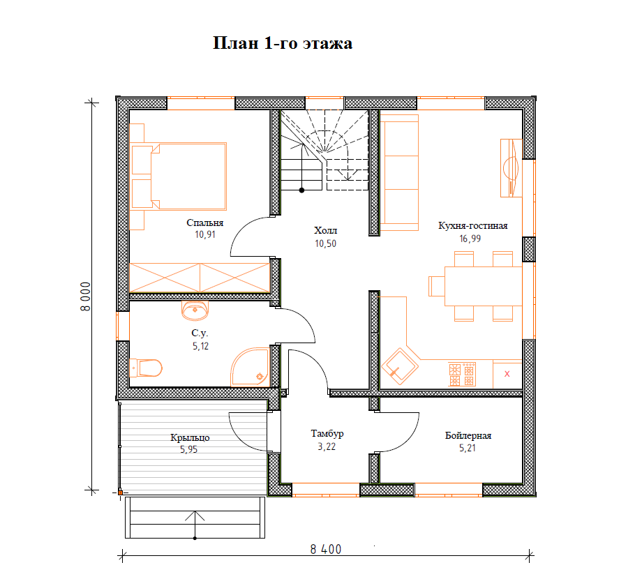 Планировка №1 - Каркасный дом в поселке Песочный Планировка №1 - Каркасный дом в поселке Песочный