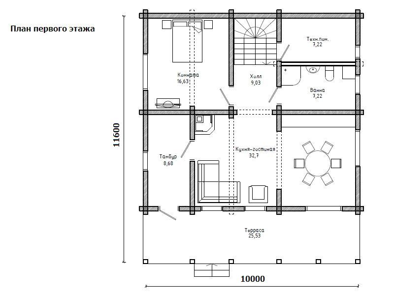 Планировка №1 - Брусовой дом в Раздолье Планировка №1 - Брусовой дом в Раздолье