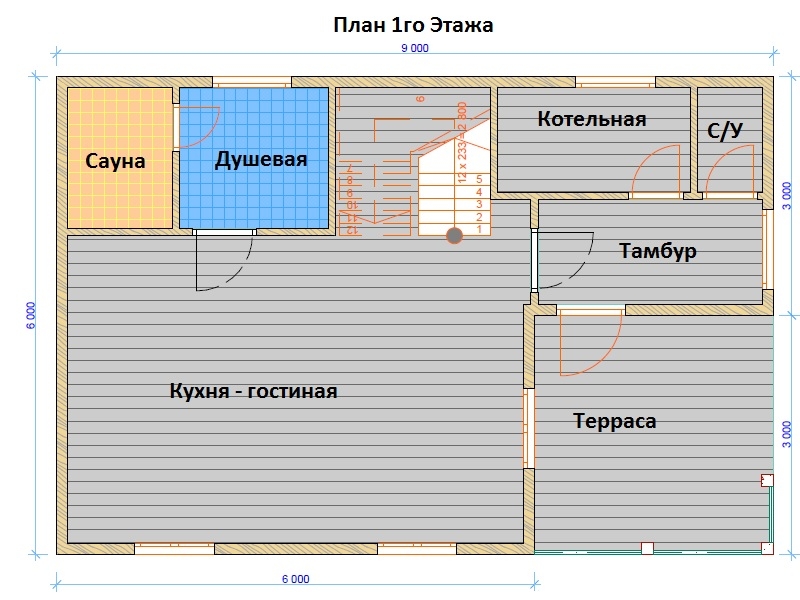 Планировка №1 - Дом из бруса в Редкино Планировка №1 - Дом из бруса в Редкино