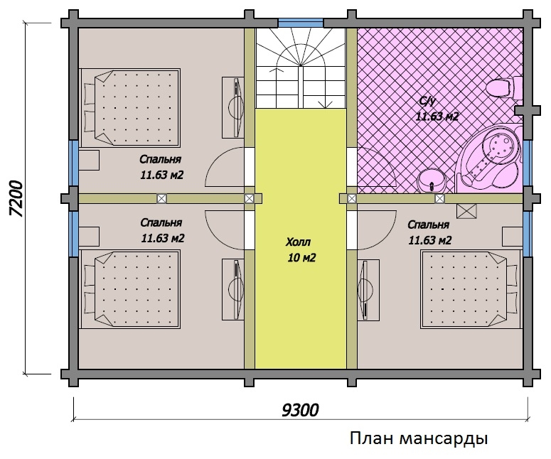 Планировка №2 - Дом из бруса 7х9 ДБ-64 Планировка №2 - Дом из бруса 7х9 ДБ-64