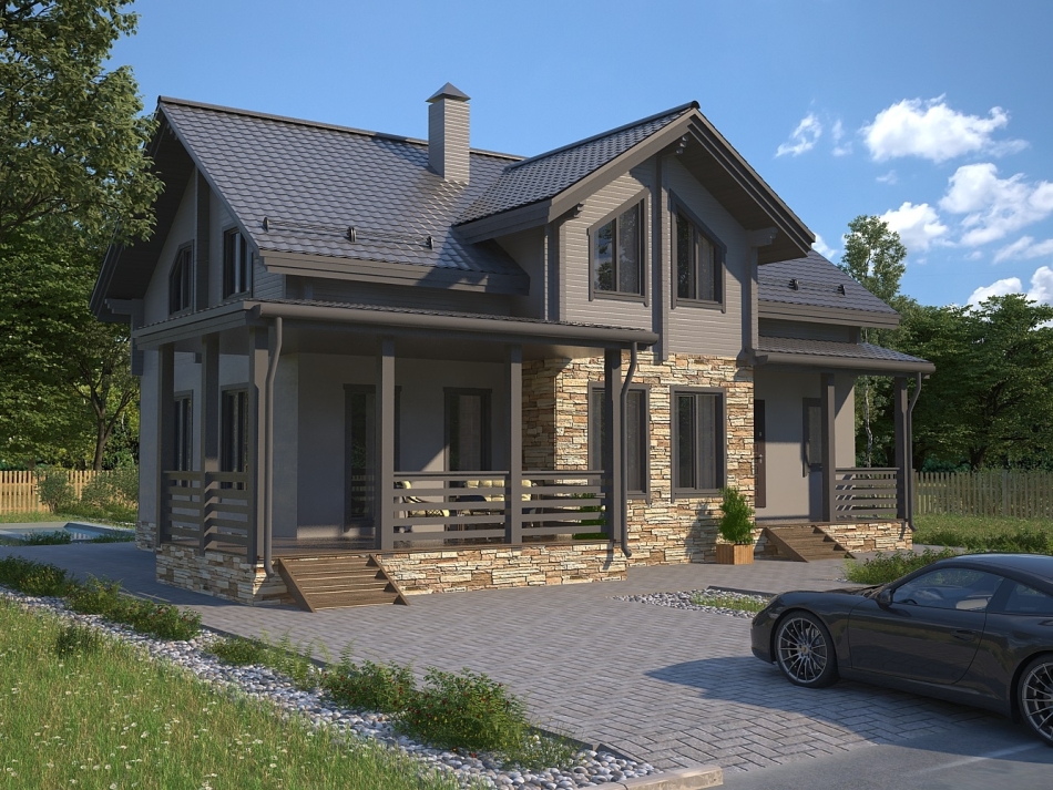 Комбинированный дом из бруса и газоблоков КД-02 Комбинированный дом из бруса и газоблоков КД-02