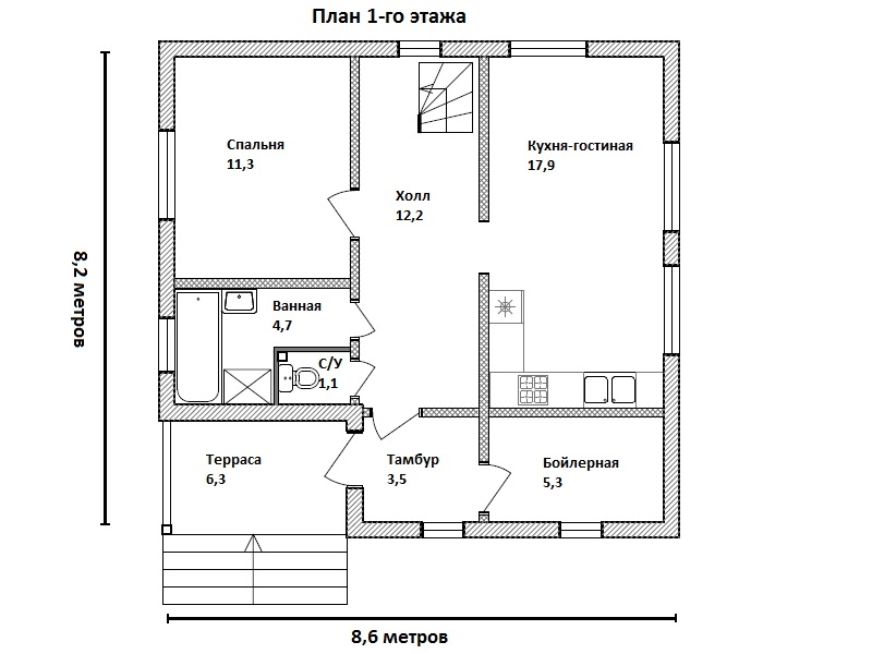 Планировка №1 - Каркасный дом в СНТ «Урожай» Планировка №1 - Каркасный дом в СНТ «Урожай»