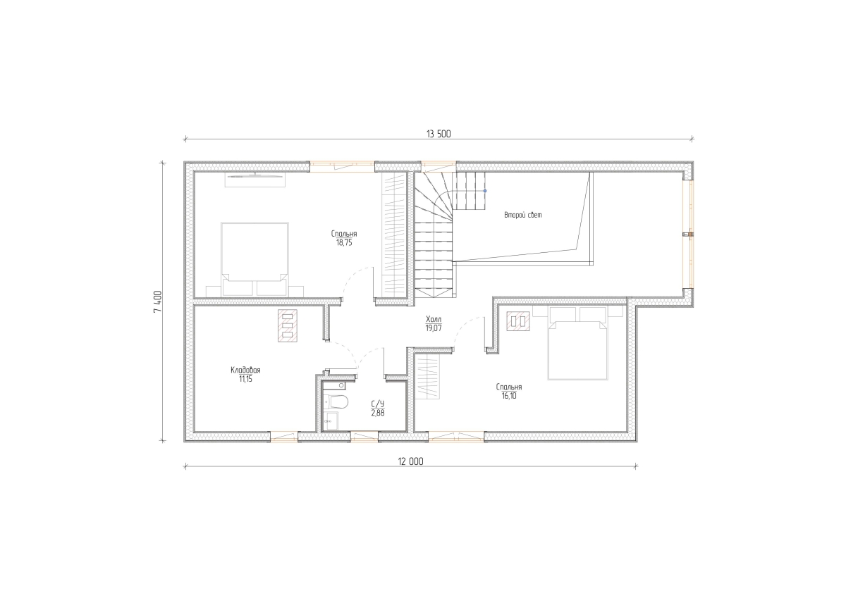 Планировка №2 - Дом в деревне Твердять