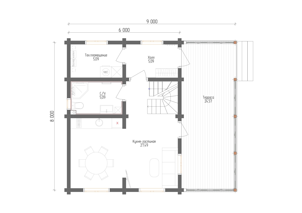 Планировка №1 - Дом в поселке Большое Поле