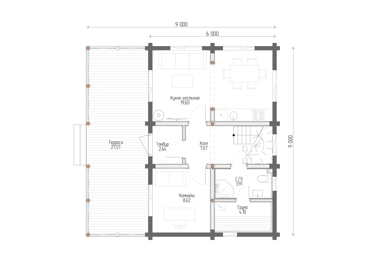 Планировка №1 - Дом в СНТ Гвардеец