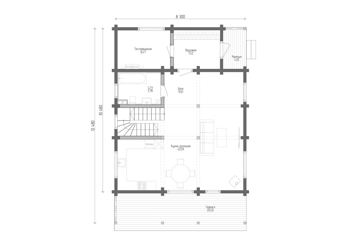 Планировка №1 - Дом в поселке Хийтола