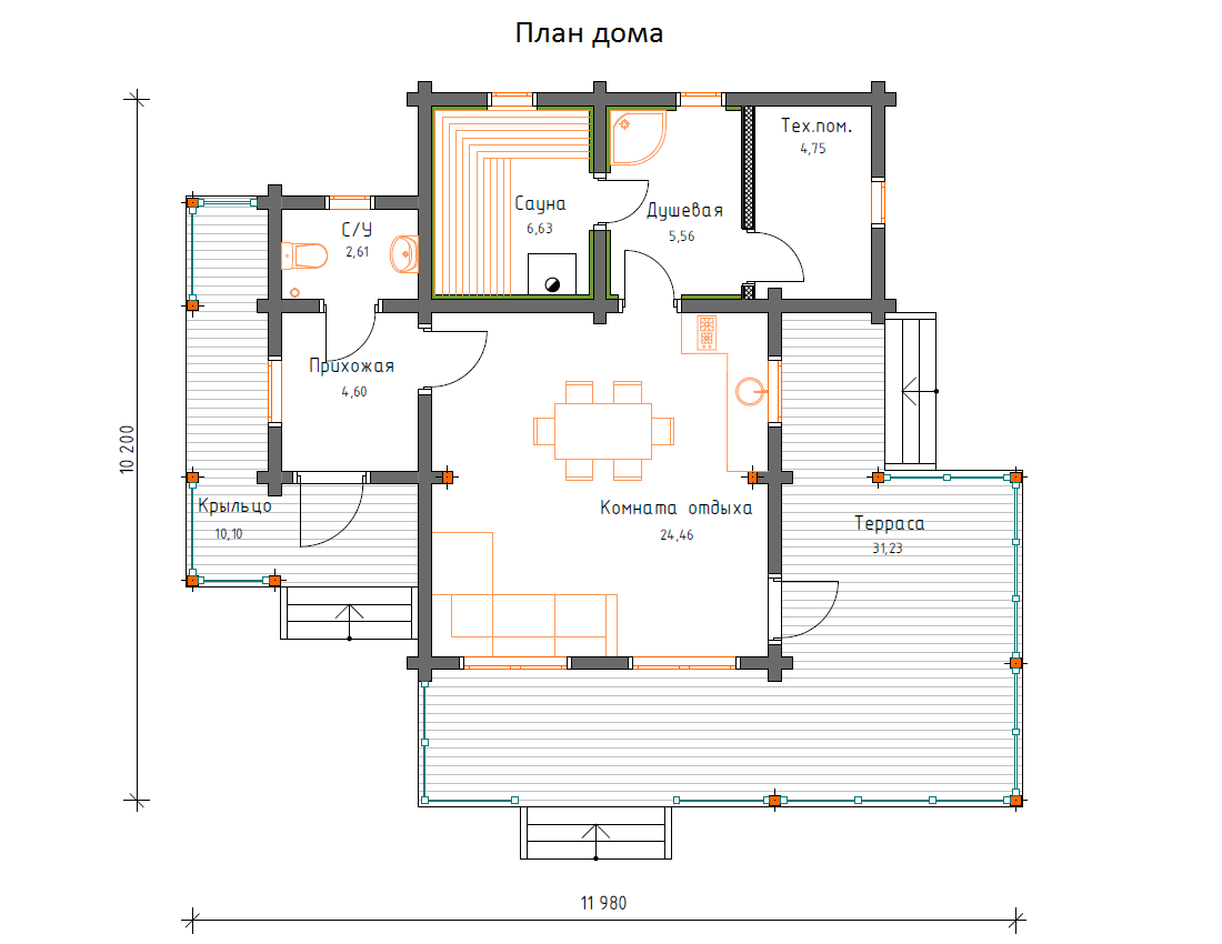 Планировка №1 - Брусовой дом в Левашово