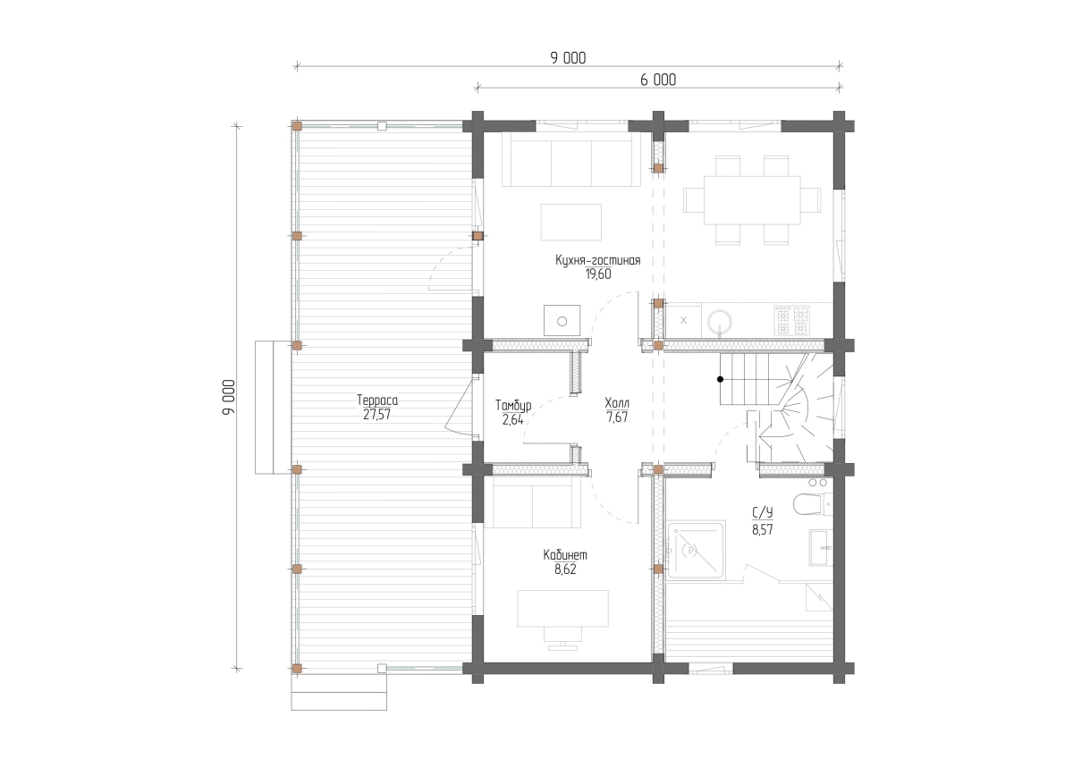 Планировка №1 - Дом в деревне Горы