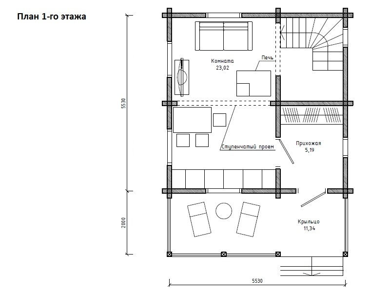 Планировка №1 - Брусовой дом в посёлке Стояновщина (под Лугой) Планировка №1 - Брусовой дом в посёлке Стояновщина (под Лугой)