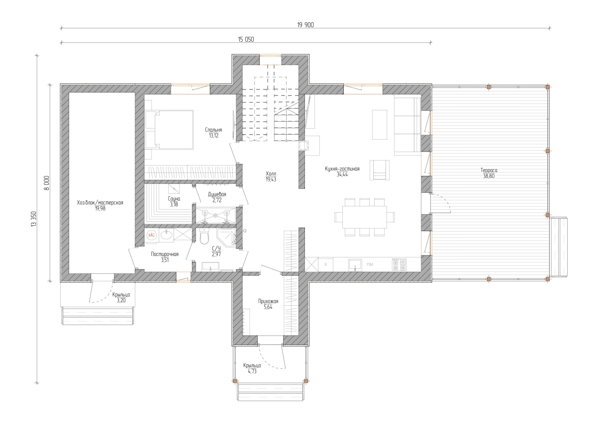 Планировка №1 - Дом в СНТ Озорной Ручей