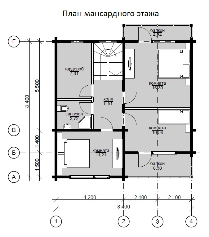 Планировка №2 - Брусовой дом в Турышкино Планировка №2 - Брусовой дом в Турышкино
