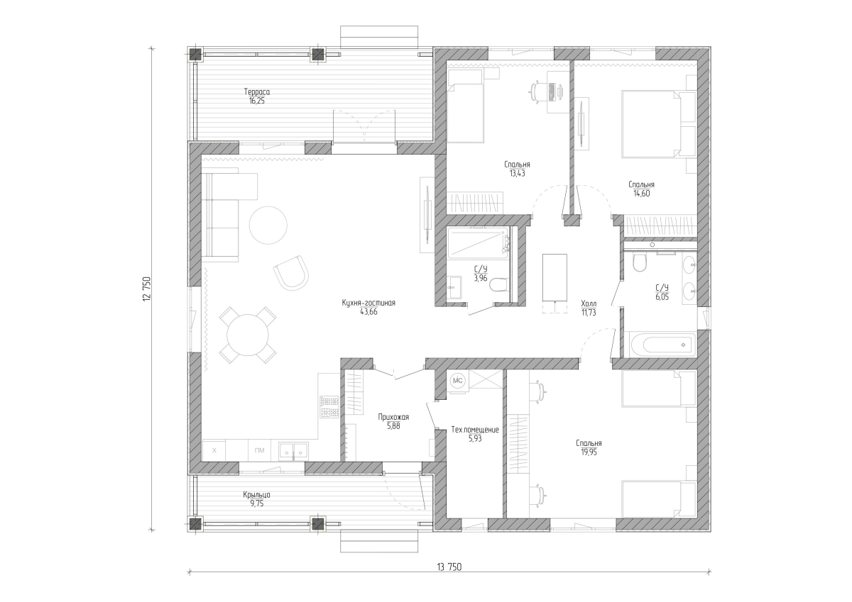 Планировка №1 - Дом в Красном Селе Планировка №1 - Дом в Красном Селе