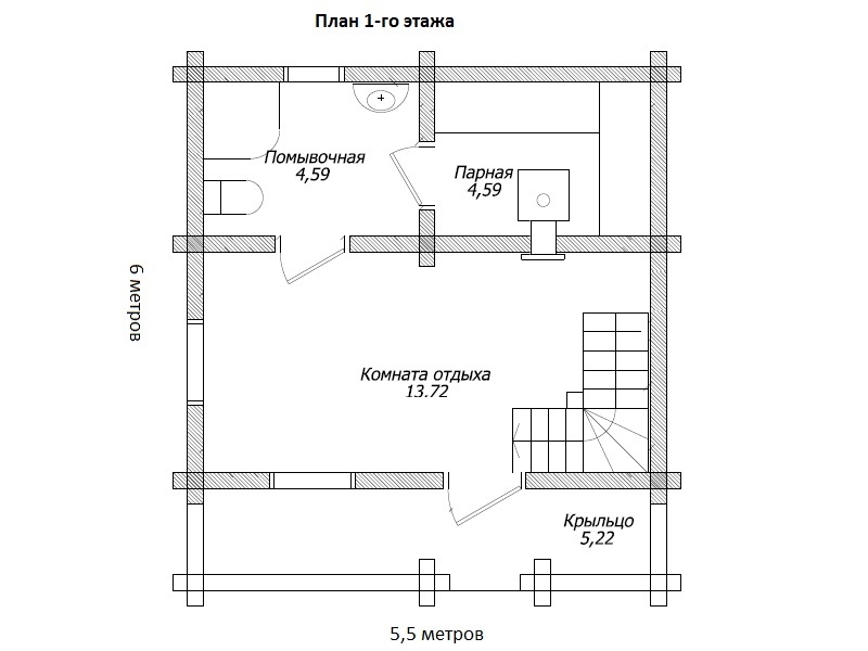 Планировка №1 - Баня в посёлке Лебяжье Планировка №1 - Баня в посёлке Лебяжье