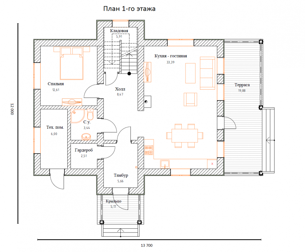 Планировка №1 - Комбинированный дом в Ганино Планировка №1 - Комбинированный дом в Ганино