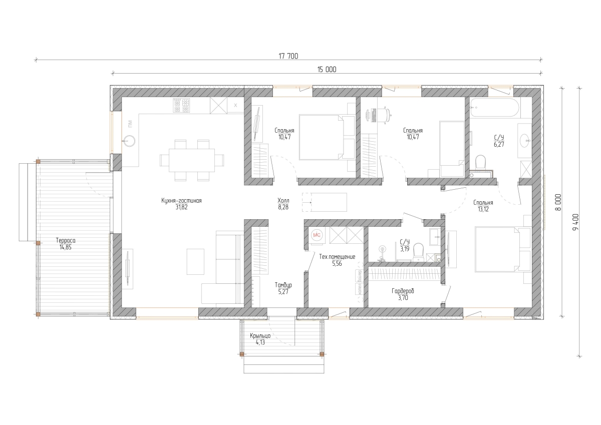 Планировка №1 - Дом в ДНП Аэродром