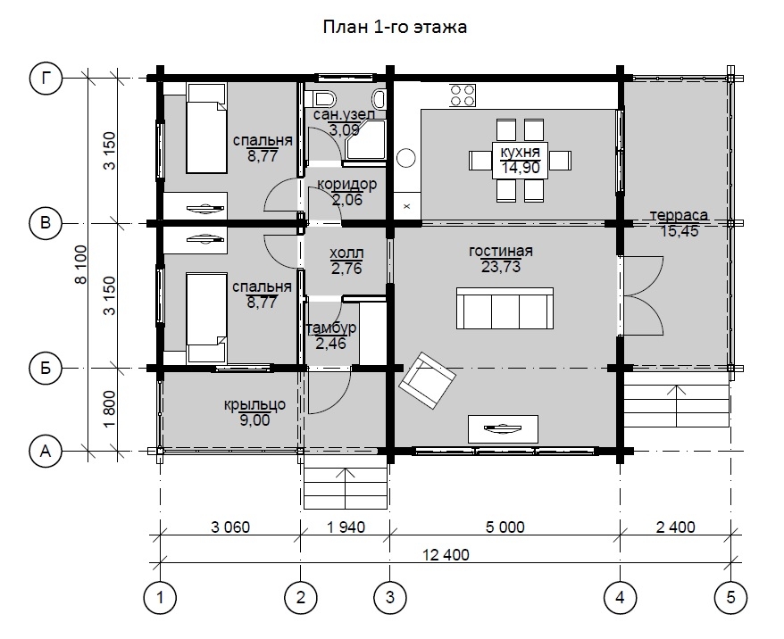 Планировка №1 - Каркасный дом в КП «Прилесный»