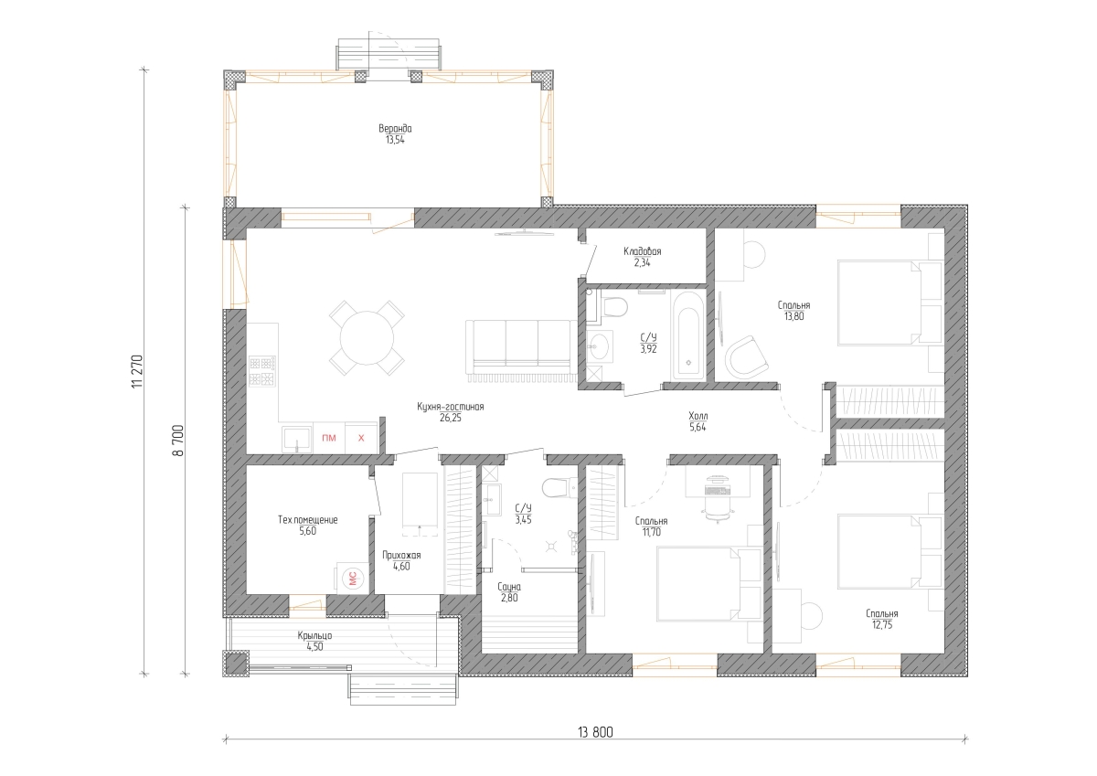 Планировка №1 - Дом в Березовке