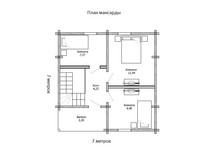 Планировка №2 - Брусовой дом в поселёлке Савикино Планировка №2 - Брусовой дом в поселёлке Савикино