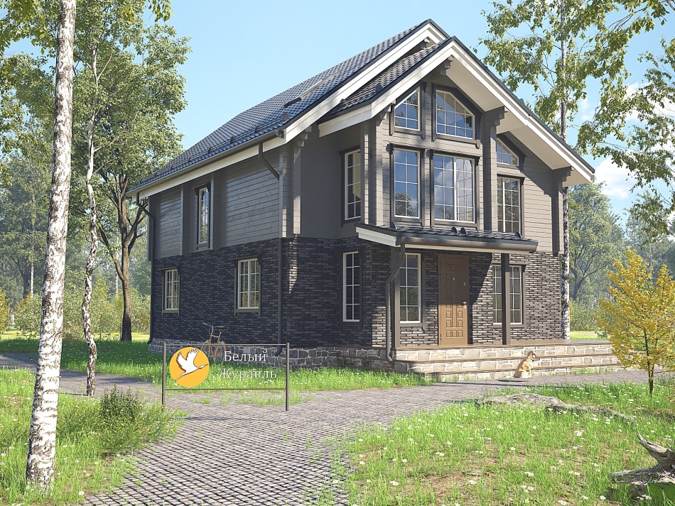 Комбинированный дом из бруса и газоблоков КД-03 под ключ в СПб