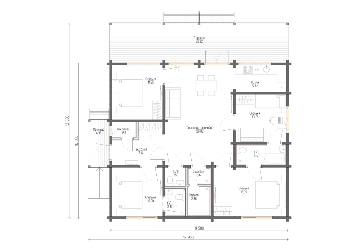 Планировка №1 - Дом в поселке Сосново Планировка №1 - Дом в поселке Сосново
