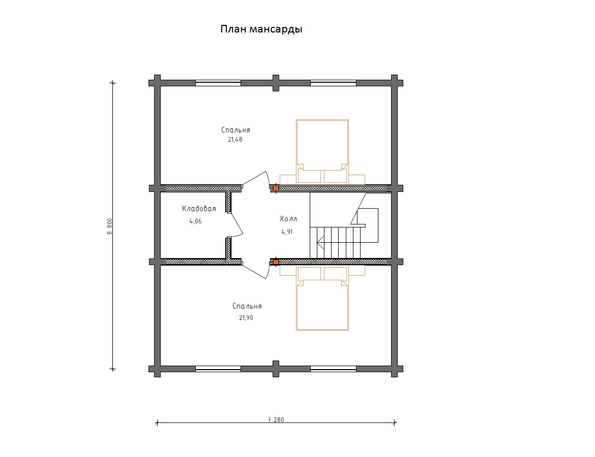 Планировка №2 - Дом из бруса в поселке Малахит