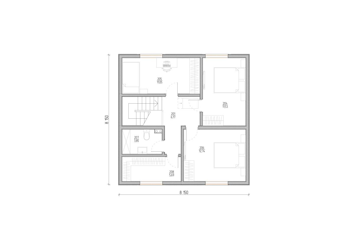 Планировка №2 - Каркасный дом 8х11 (Проект К-129) Планировка №2 - Каркасный дом 8х11 (Проект К-129)