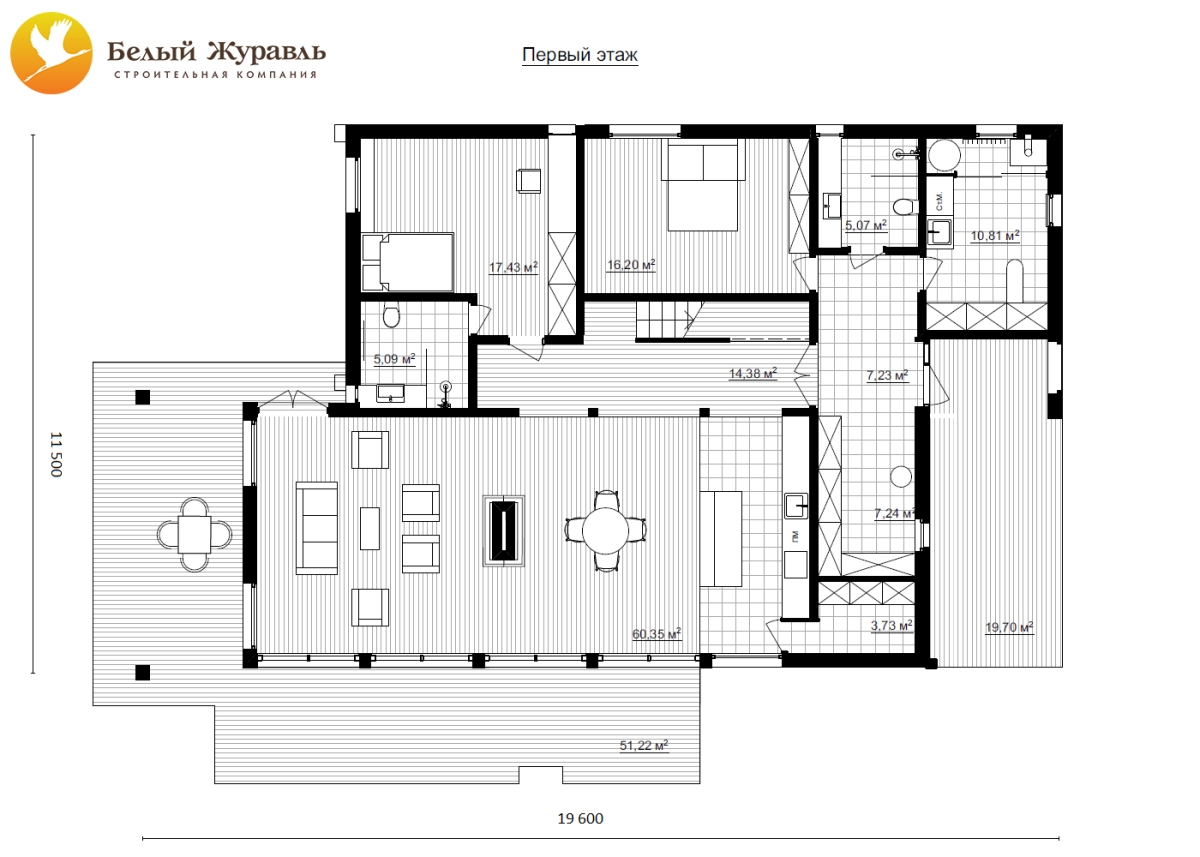 Планировка №1 - Каркасный дом в Цвелодубово