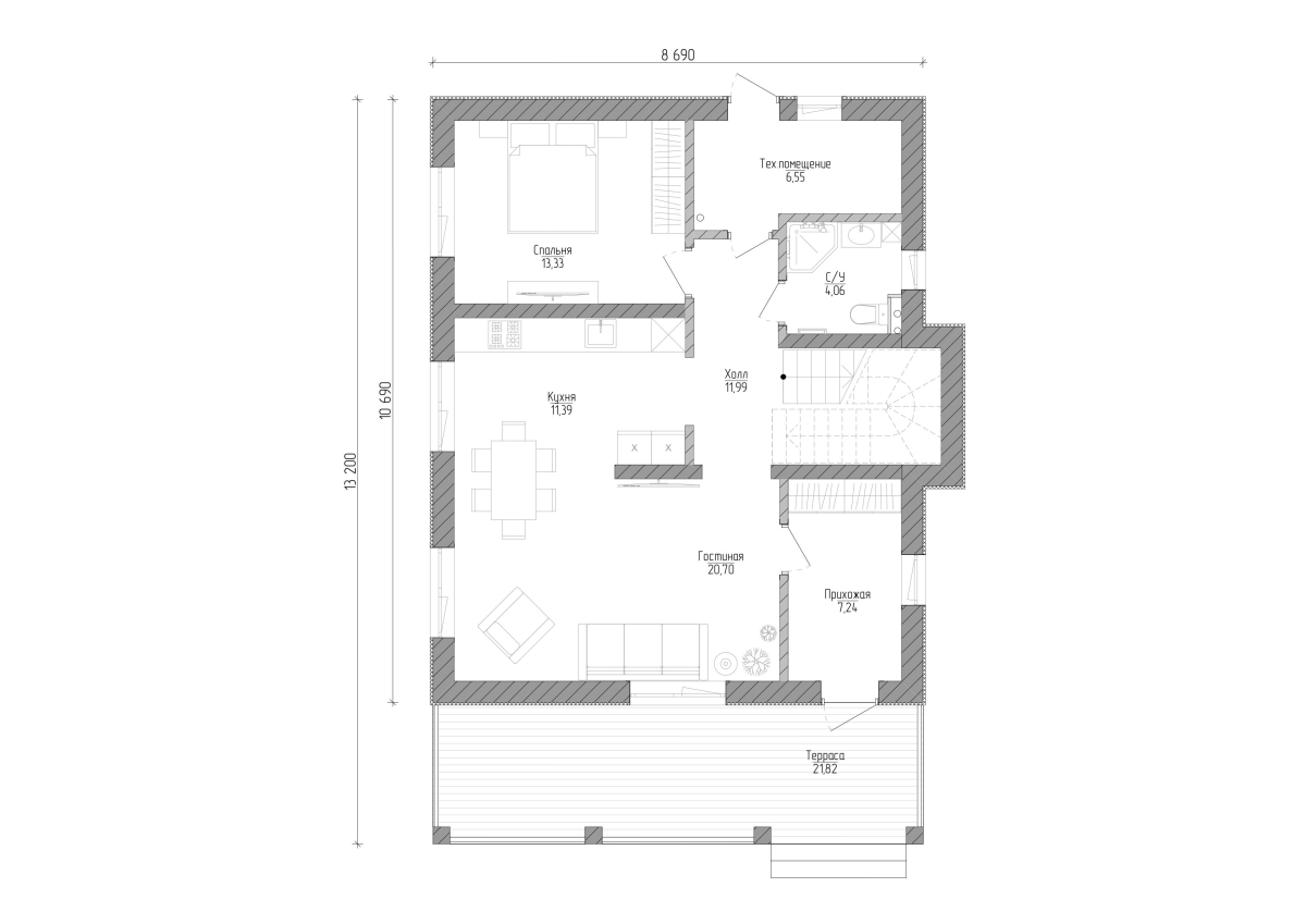Планировка №1 - Дом в деревне Дятлицы