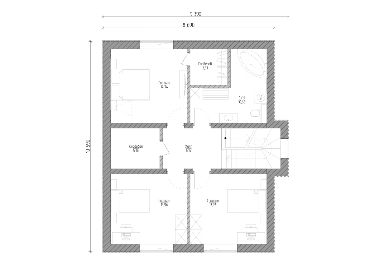 Планировка №2 - Дом в деревне Дятлицы