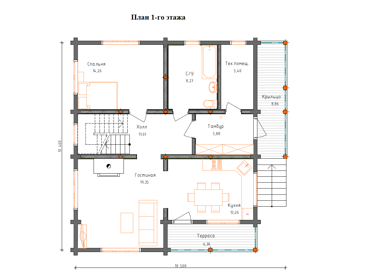 Планировка №1 - Дом из бруса (2) в Громово