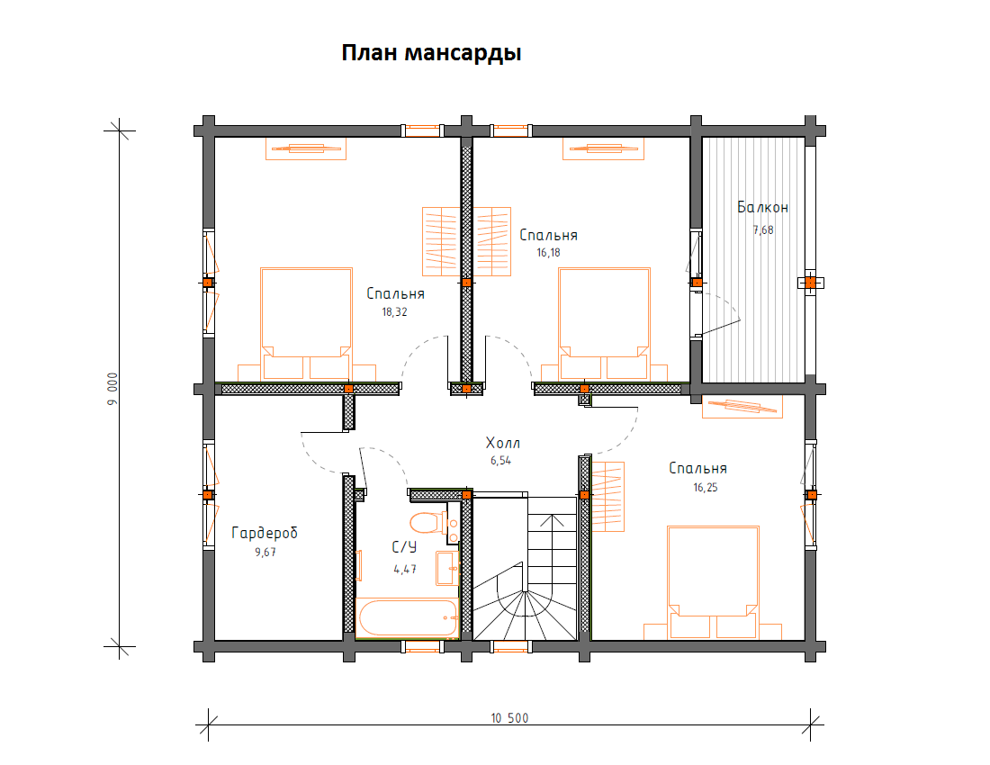 Планировка №2 - Дом из бруса 8x9 ДБ-94 Планировка №2 - Дом из бруса 8x9 ДБ-94