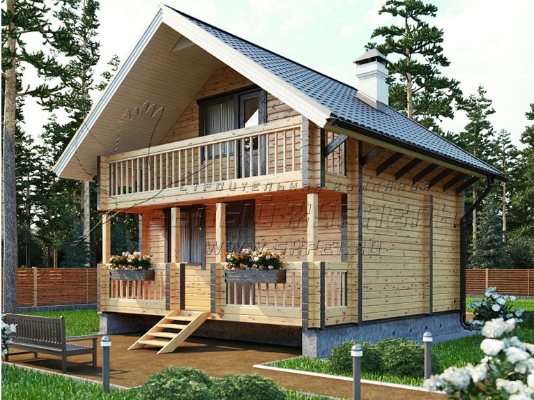 Дачный дом из бруса 5х6 с балконом ДБ-6