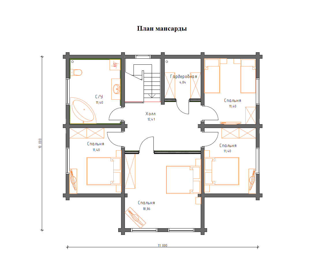 Планировка №2 - Дом из бруса в ДНП «Бриллиант»