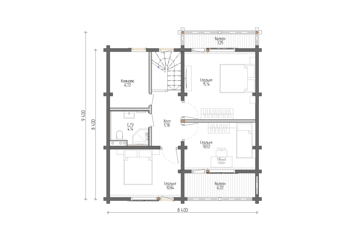 Планировка №2 - Дом из бруса 8х9 ДБ-113 Планировка №2 - Дом из бруса 8х9 ДБ-113