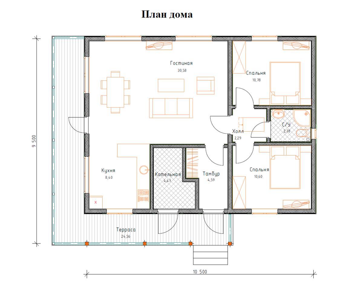 Планировка №1 - Каркасный дом (2) в Мельниково